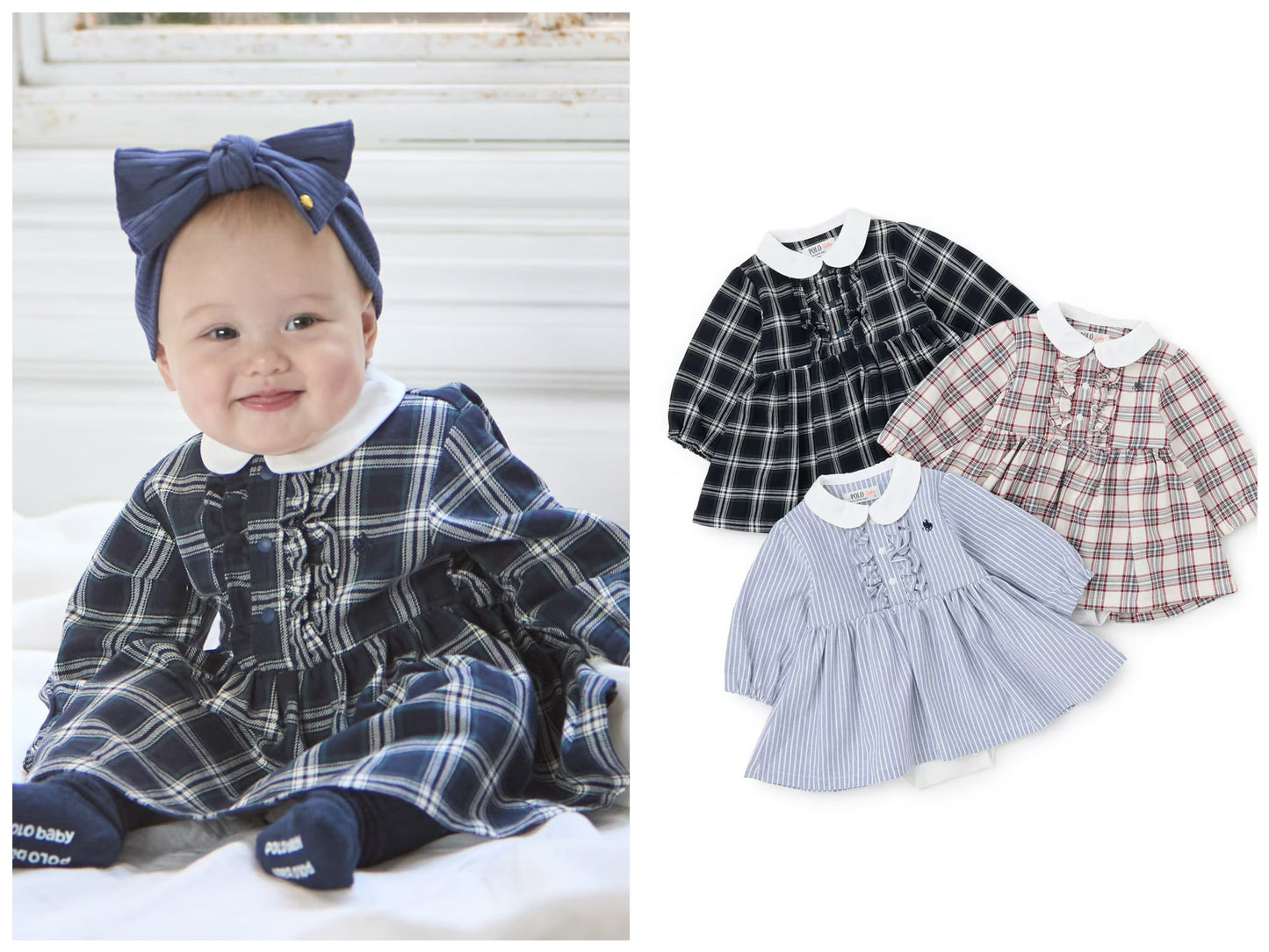 日本童裝 pe#main x POLO 襯衫裙連衣 70-80cm 女童款 初生嬰兒 秋季 Jumpsuit