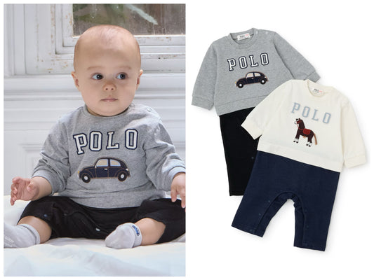 日本童裝 pe#main x POLO 連衣 70-80cm 男童款 初生嬰兒 秋季 Jumpsuit