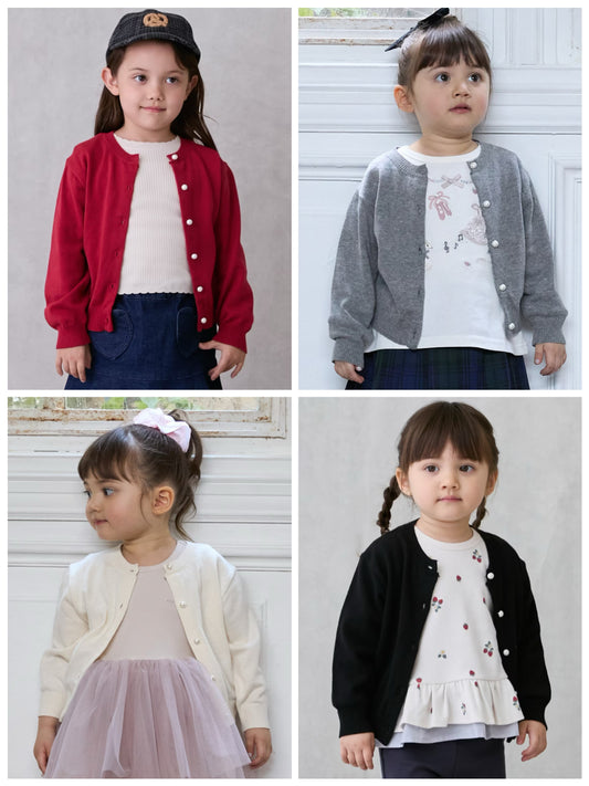 日本童裝 pe#main 針織外套 80-130cm 親子裝 女童款 秋季 OUTERWEAR 聖誕紅/新年紅