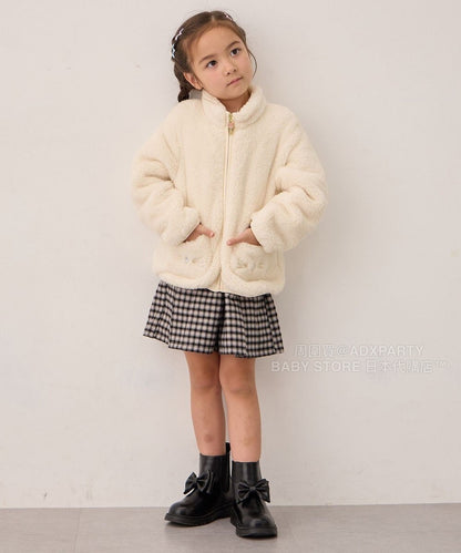 日本童裝 aF#a325 毛毛貓咪口袋外套（可與同牌子外套合併） 100-160cm 女童款 秋季 (適合初秋、香港平均溫度、寒冷天氣、溫度低天氣）OUTERWEAR  