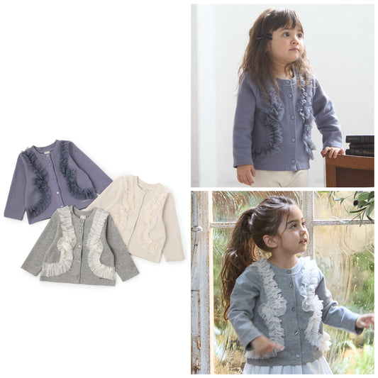 日本童裝 pe#main 薄紗荷葉邊外套 80-130cm 親子裝 女童款 秋季 OUTERWEAR