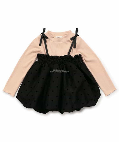 日本童裝 SERAPH 2Way 上衣及吊帶泡泡上衣兩件套裝 80-140cm 女童款 秋季 TOPS