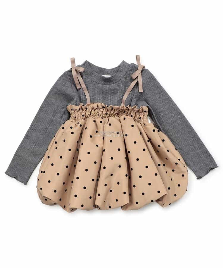 日本童裝 SERAPH 2Way 上衣及吊帶泡泡上衣兩件套裝 80-140cm 女童款 秋季 TOPS
