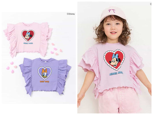 日本童裝 BREEZE x Disney SunnyPinkDays 荷葉邊上衣 80-130cm 女童款 夏季 TOPS