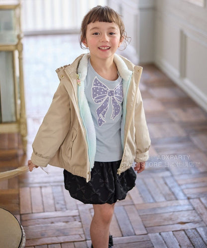 日本童裝 aF#a325 圓點蝴蝶結上衣 110-160cm 女童款 秋季 TOPS