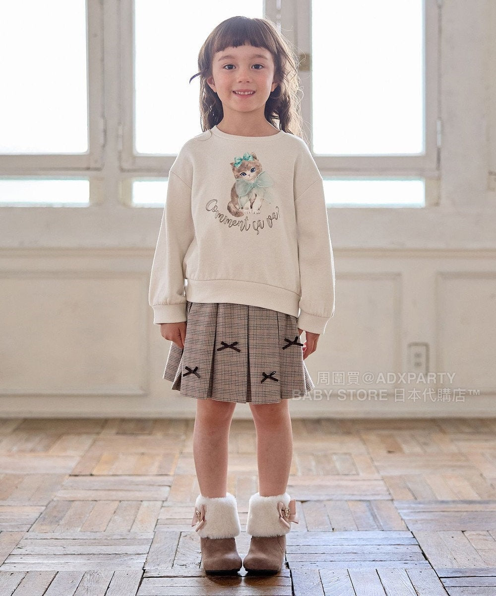 日本童裝 aF#a325 絲帶貓咪衛衣 100-160cm 女童款 秋季 TOPS