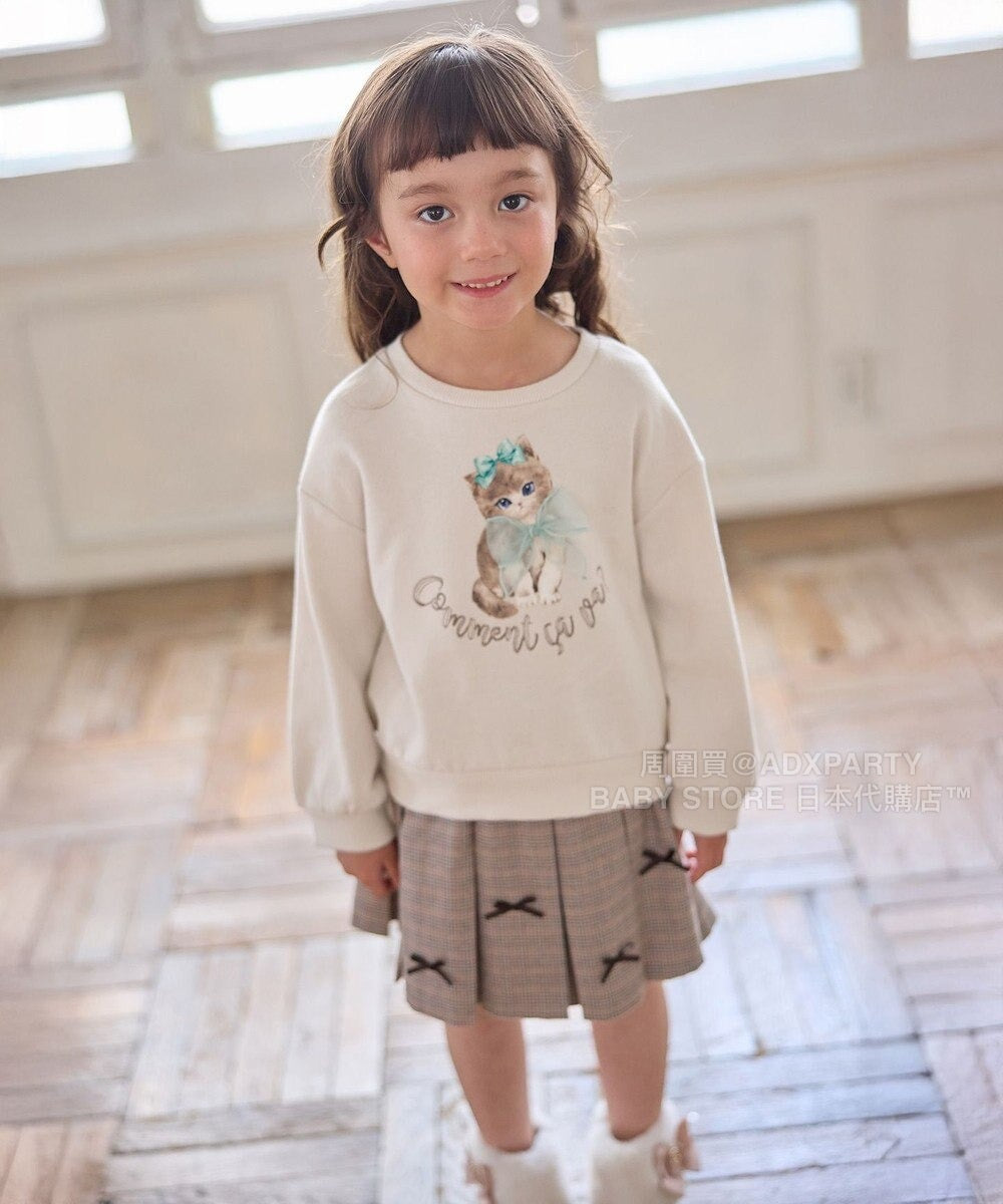 日本童裝 aF#a325 絲帶貓咪衛衣 100-160cm 女童款 秋季 TOPS