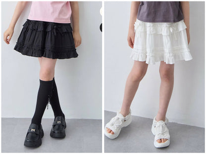 日本童裝 aF#a325 蝴蝶結皺皺短裙 110-160cm 女童款 夏季 SKIRTS