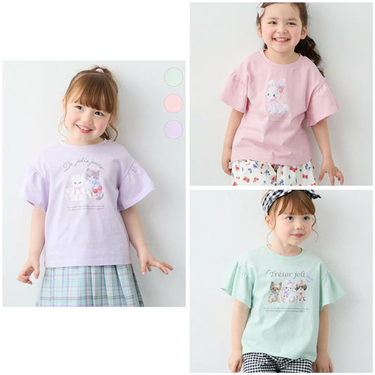 日本童裝 aF#a325 可愛動物印花上衣 90-150cm 女童款 夏季 TOPS