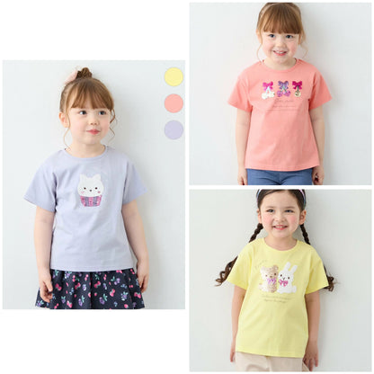 日本童裝 aF#a325 珠片印花上衣 100-150cm 女童款 夏季 TOPS