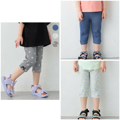 日本童裝 aF#a325 彈力五分緊身褲 90-140cm 女童款 夏季 PANTS