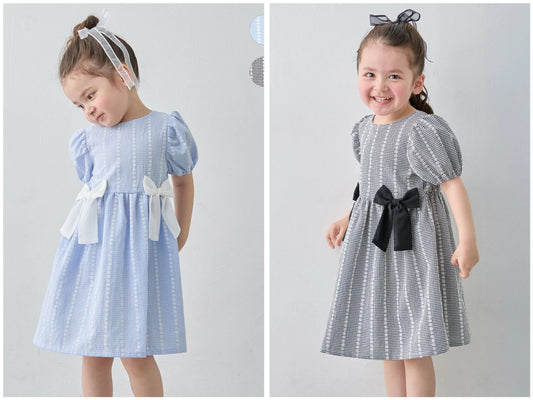 日本童裝 aF#a325 蝴蝶結連身裙 100-150cm 女童款 夏季 DRESSES 面試/宴會/表演