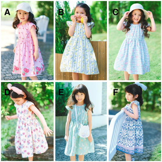 日本童裝 aF#a325 接觸冷感 全印花連身裙 90-140cm 女童款 夏季 DRESSES