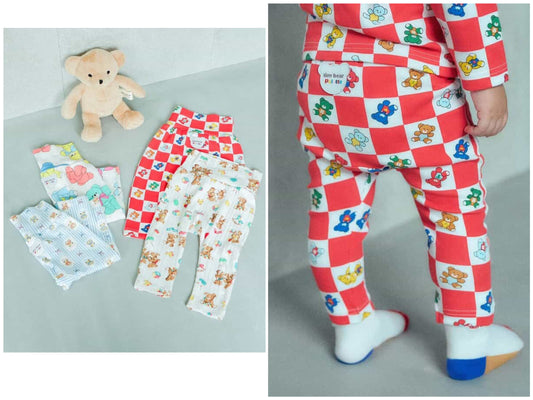 日本童裝 apres les cours x tiny bear Palette 印花長褲 70-90cm 男童款/女童款 初生嬰兒 秋季 PANTS 聖誕紅/新年紅