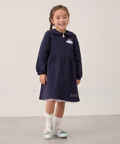 日本童裝 aF#a325 芭蕾舞拉練刺繡外套連身裙 110-150cm 女童款 秋季 (適合初秋、香港平均溫度、寒冷天氣）OUTERWEAR DRESSES