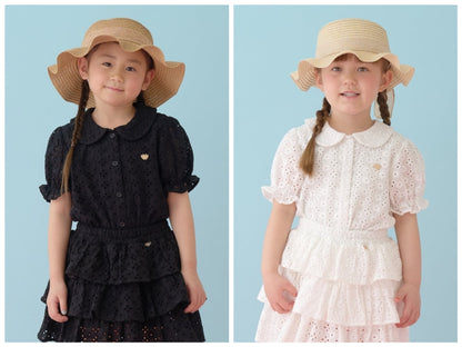 日本童裝 Ly# mine 棉質蕾絲泡泡袖上衣 100-150cm 女童款 夏季 TOPS