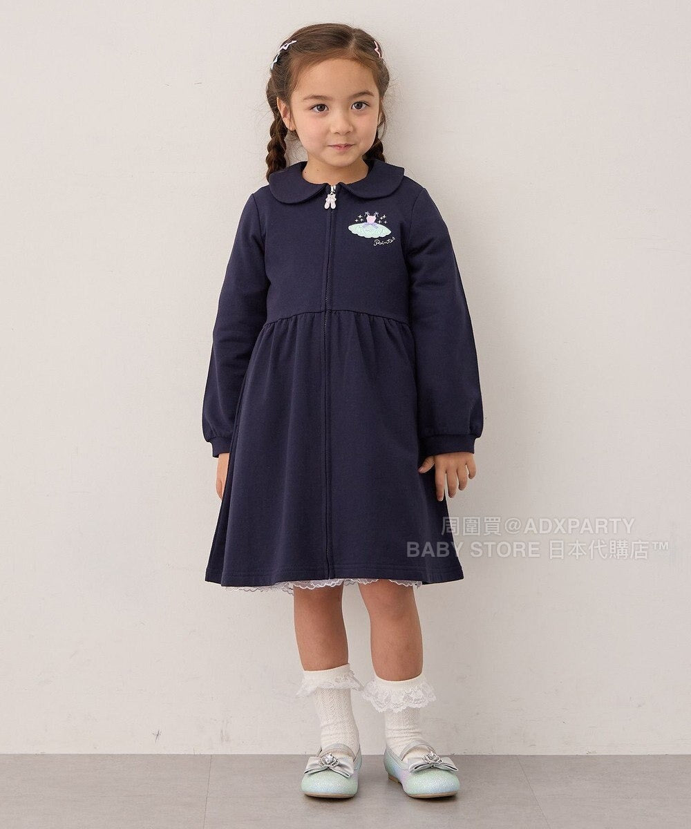 日本童裝 aF#a325 芭蕾舞拉練刺繡外套連身裙 110-150cm 女童款 秋季 (適合初秋、香港平均溫度、寒冷天氣）OUTERWEAR DRESSES