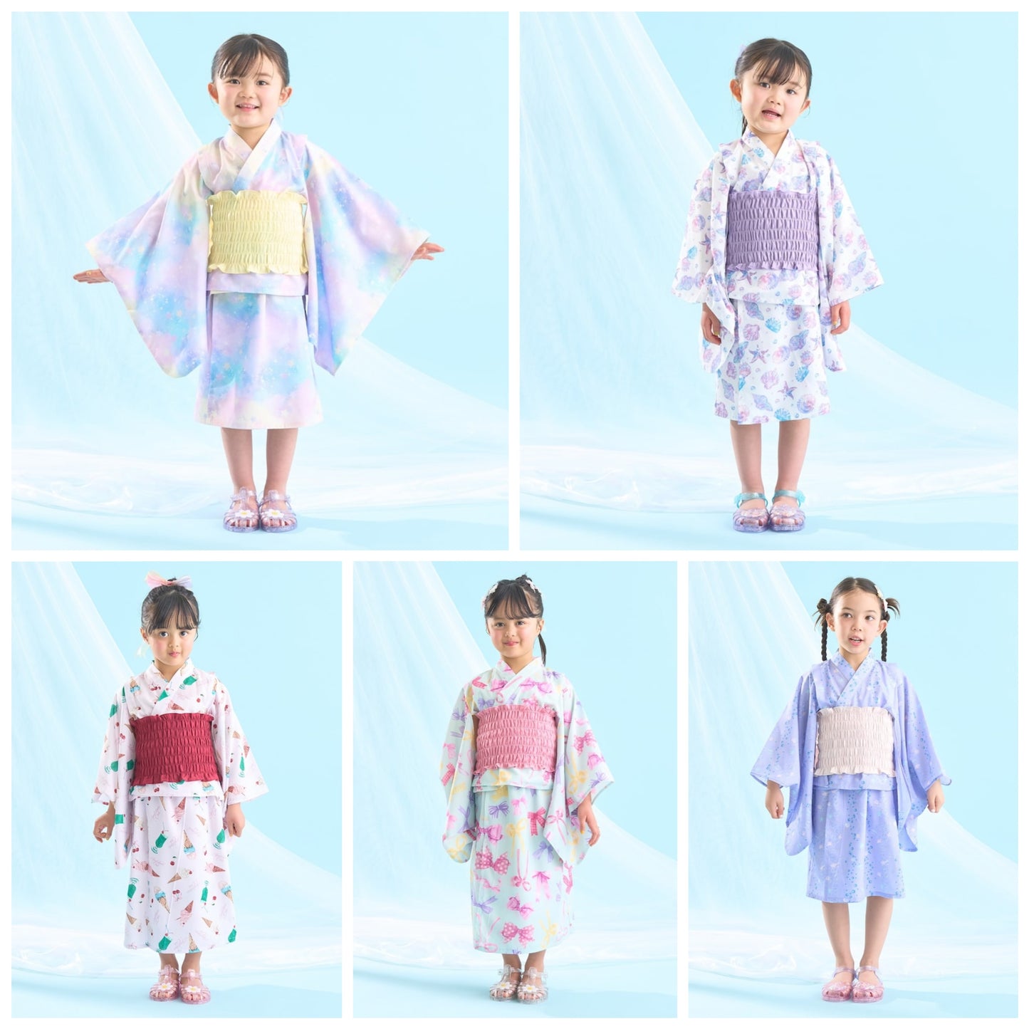 日本童裝 Ly# mine 4Way 接觸冷感 日本浴衣3件套裝 日本和服 100-140cm 女童款 夏季 OUTERWEAR DRESSES 日本夏祭慶典特輯