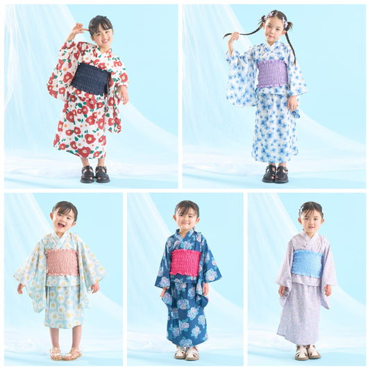 日本童裝 Ly# mine 4Way 接觸冷感 浴衣3件套裝 日本和服 100-140cm 女童款 夏季 OUTERWEAR DRESSES 日本夏祭慶典特輯