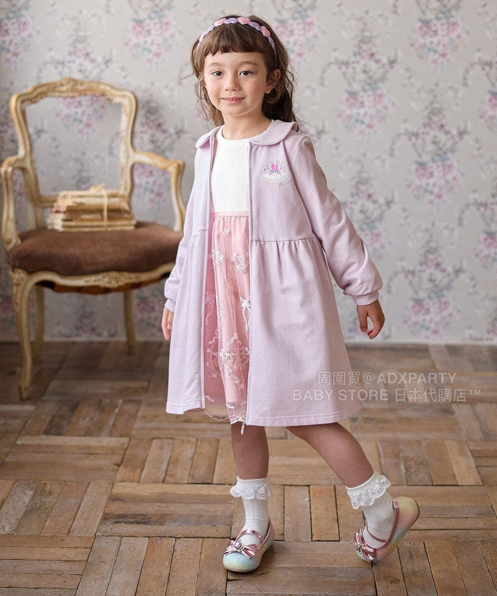 日本童裝 aF#a325 芭蕾舞拉練刺繡外套連身裙 110-150cm 女童款 秋季 (適合初秋、香港平均溫度、寒冷天氣）OUTERWEAR DRESSES