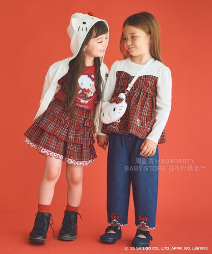 日本童裝 aF#a325 x sanrio Hello Kitty 印花長袖上衣 110-150cm 女童款 秋季 TOPS 聖誕紅/新年紅