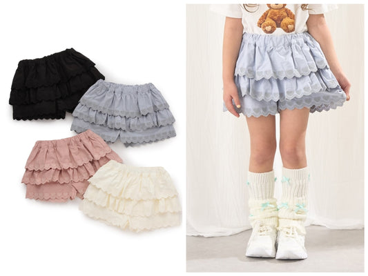 日本童裝 Ly# mine 心形刺繡扇貝層裙褲 100-150cm 女童款 夏季 PANTS
