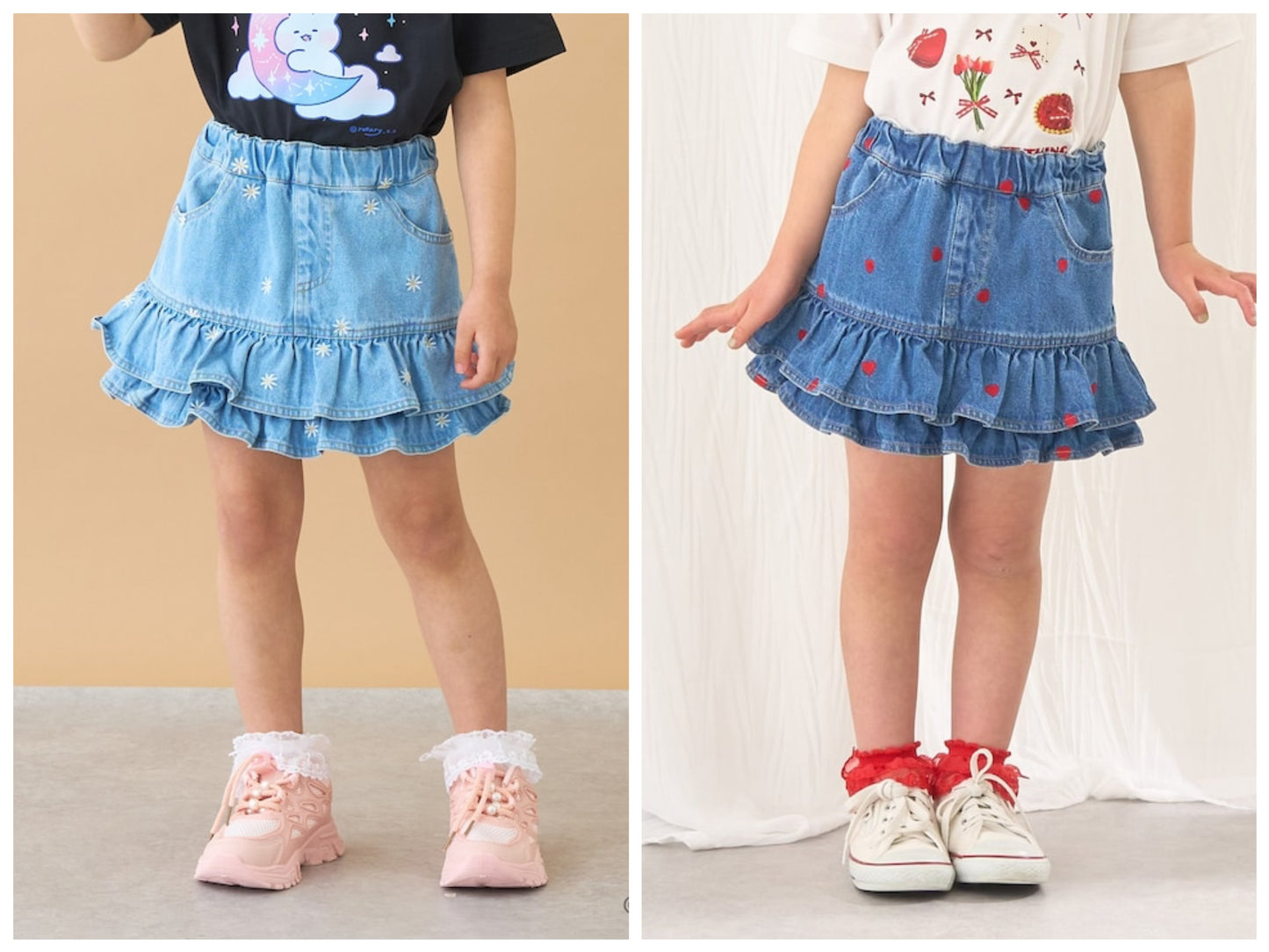 日本童裝 Ly# mine 刺繡花紋牛仔短裙 100-150cm 女童款 夏季 SKIRTS