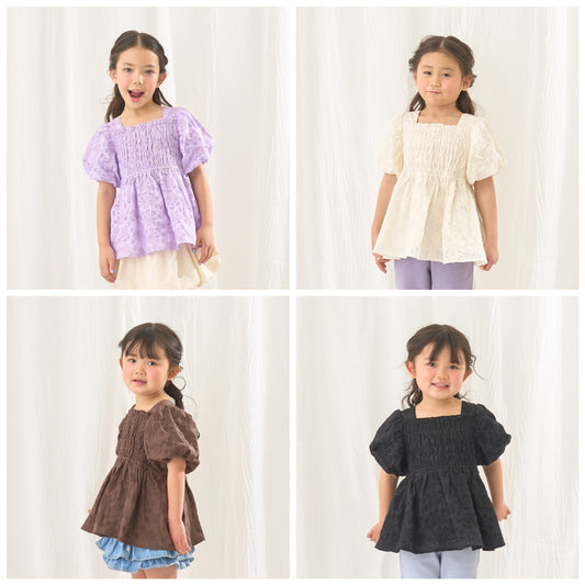 日本童裝 Ly# mine 棉質蕾絲泡泡袖襯衫 100-150cm 女童款 夏季 TOPS