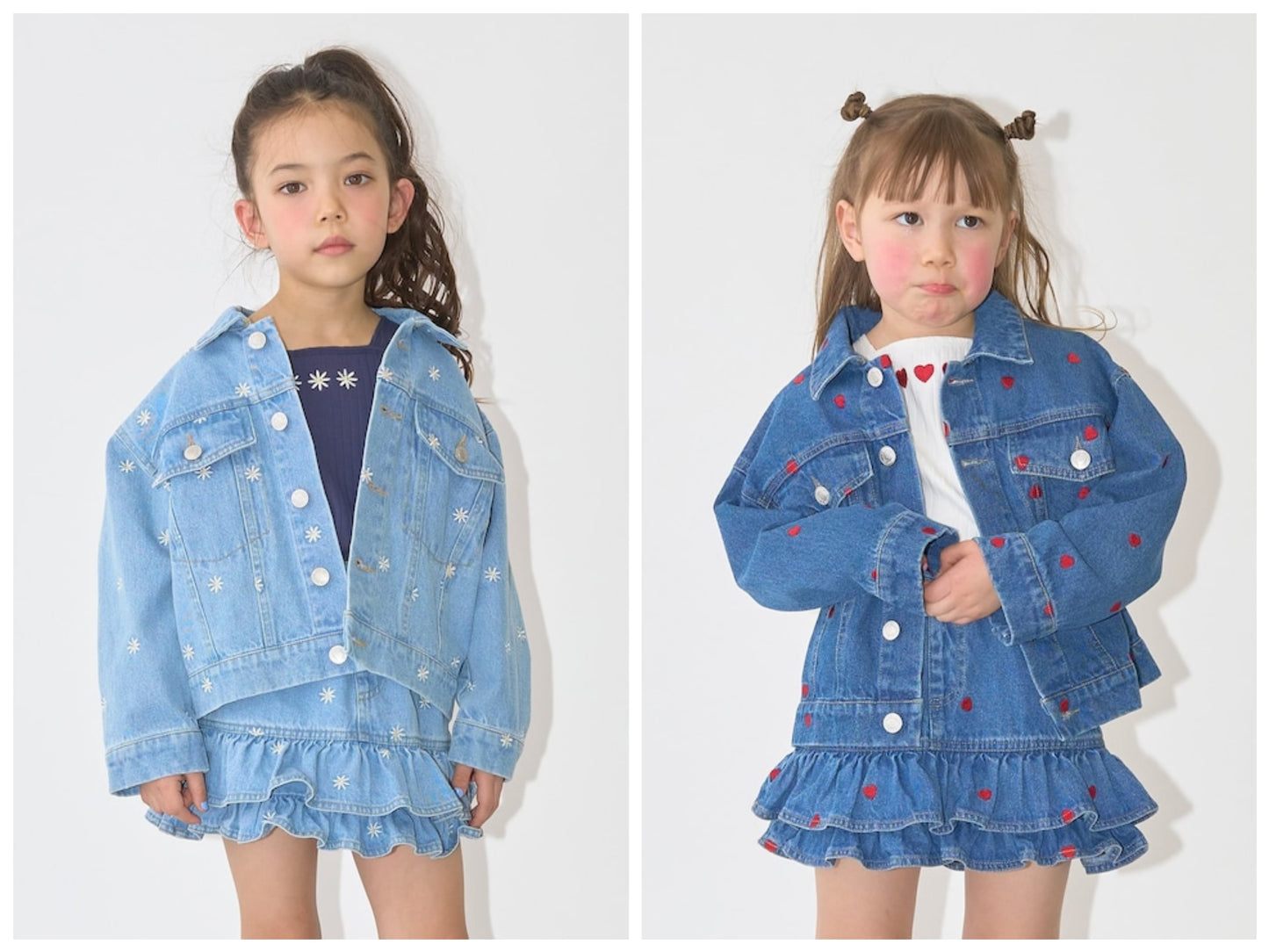 日本童裝 Ly# mine 刺繡圖案牛仔外套 100-150cm 女童款 夏季 OUTERWEAR