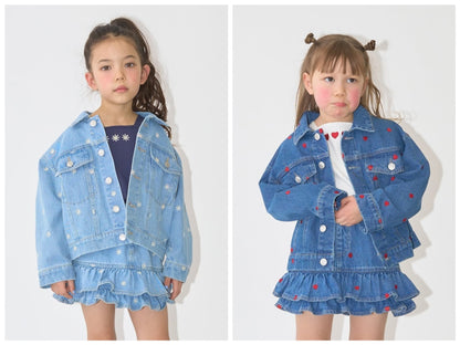 日本童裝 Ly# mine 刺繡圖案牛仔外套 100-150cm 女童款 夏季 OUTERWEAR