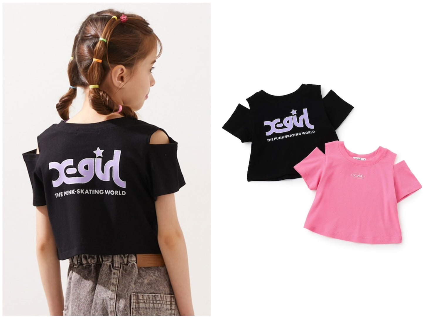 日本童裝 X-girl Stages 防UV 露肩短款上衣 110-140cm 女童款 夏季 TOPS