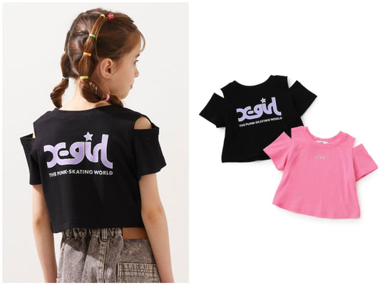 日本童裝 X-girl Stages 防UV 露肩短款上衣 110-140cm 女童款 夏季 TOPS