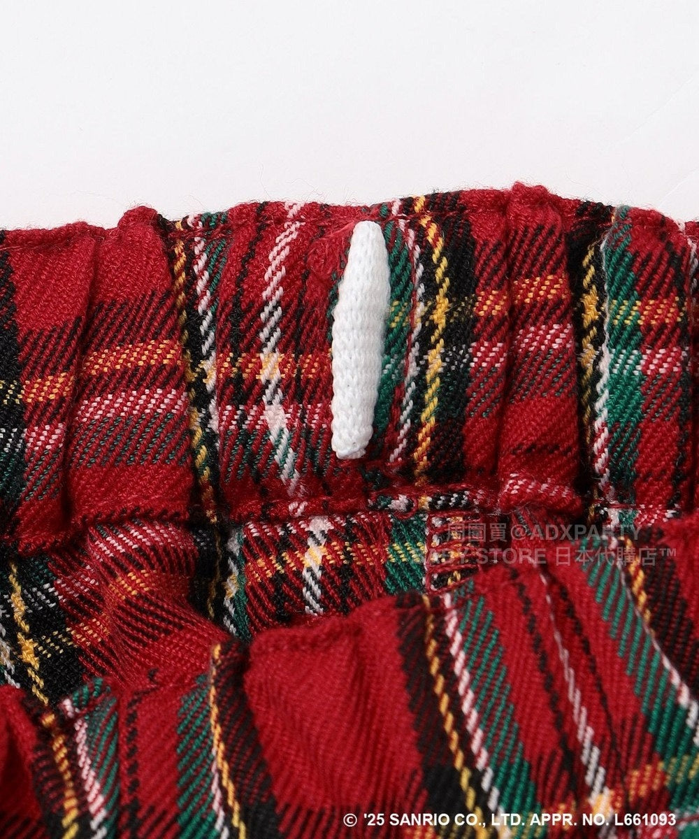日本童裝 aF#a325 x sanrio Hello Kitty 格仔層層疊裙褲 110-150cm 女童款 秋季 PANTS 聖誕紅/新年紅 