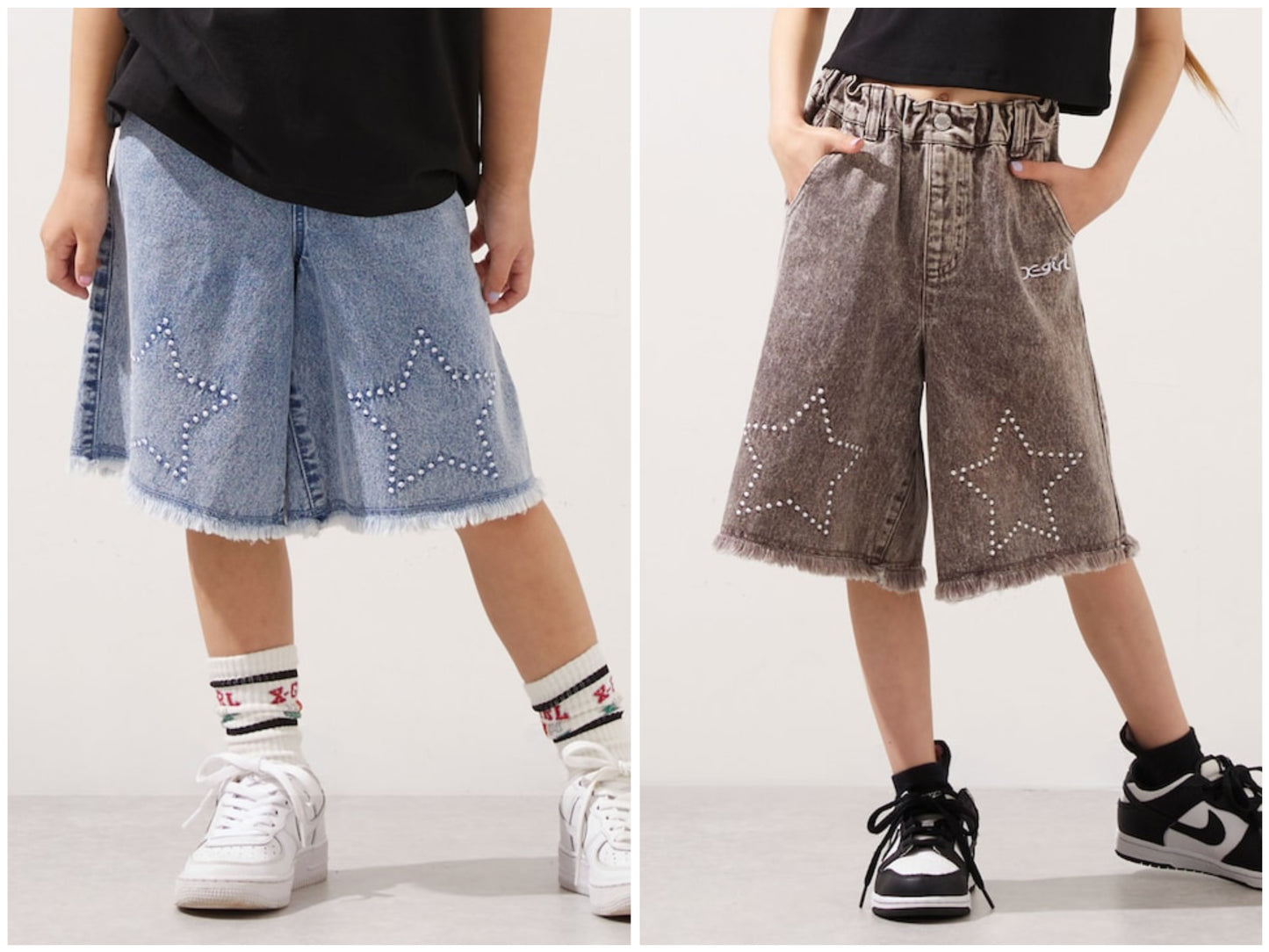 日本童裝 X-girl Stages 星星繡牛仔短褲 110-140cm 女童款 夏季 PANTS