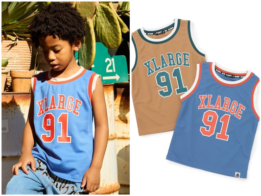 日本童裝 XLARGE KIDS 編號網眼印花背心 90-140cm 男童款 夏季 TOPS