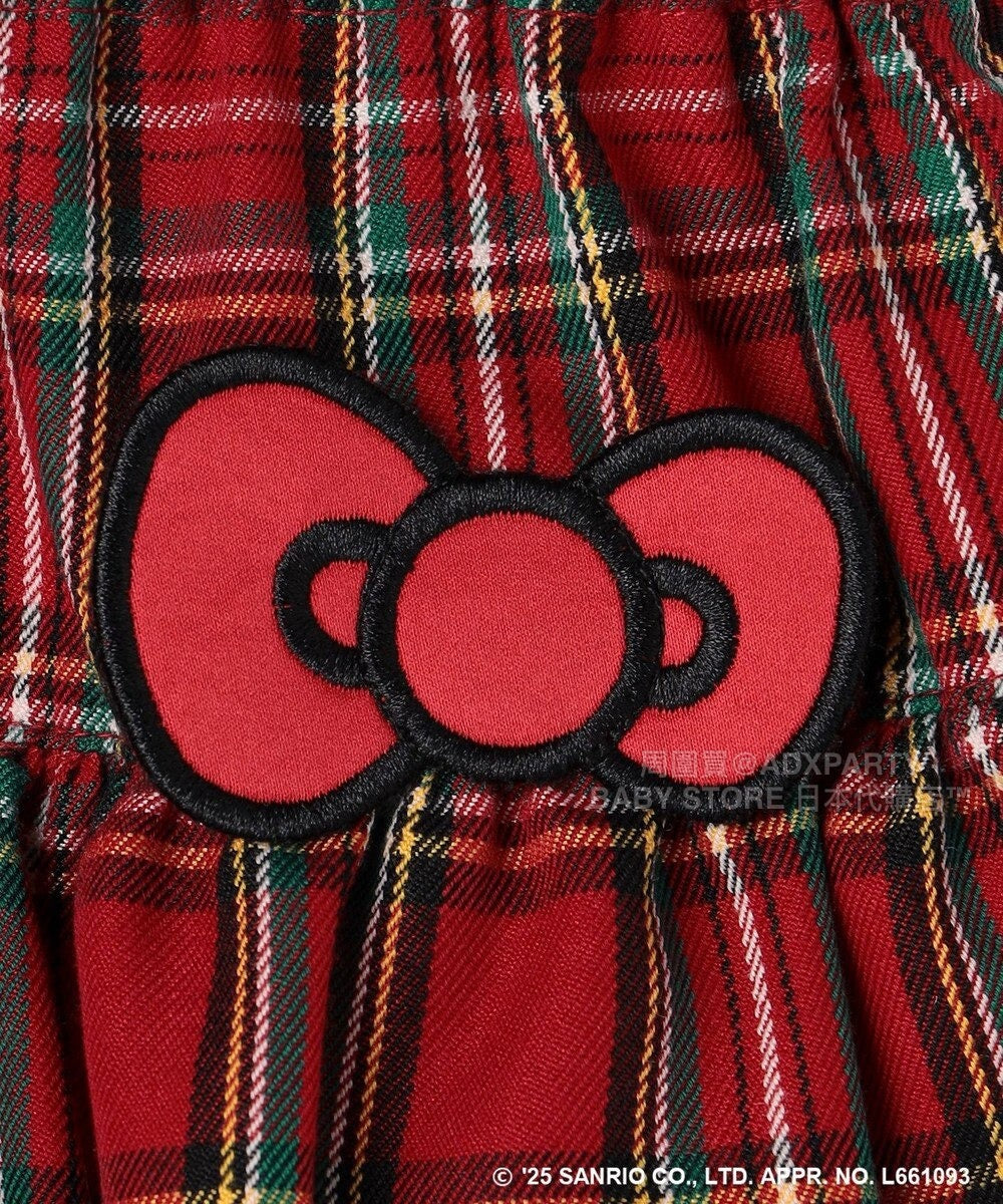 日本童裝 aF#a325 x sanrio Hello Kitty 格仔層層疊裙褲 110-150cm 女童款 秋季 PANTS 聖誕紅/新年紅 
