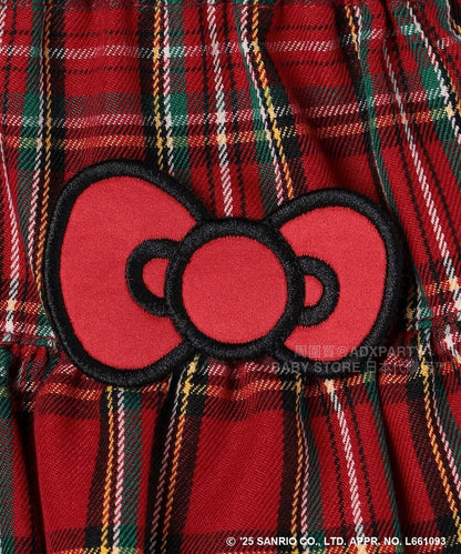 日本童裝 aF#a325 x sanrio Hello Kitty 格仔層層疊裙褲 110-150cm 女童款 秋季 PANTS 聖誕紅/新年紅 