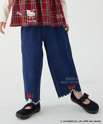 日本童裝 aF#a325 x sanrio Hello Kitty 木耳邊牛仔褲 110-150cm 女童款 秋季 PANTS