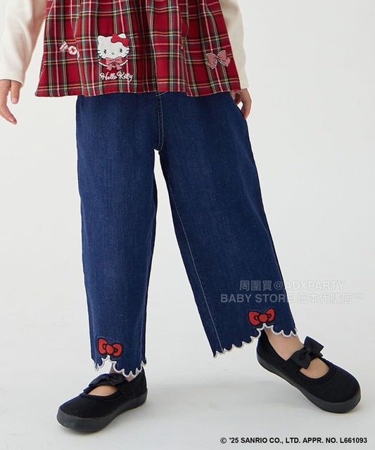 日本童裝 aF#a325 x sanrio Hello Kitty 木耳邊牛仔褲 110-150cm 女童款 秋季 PANTS
