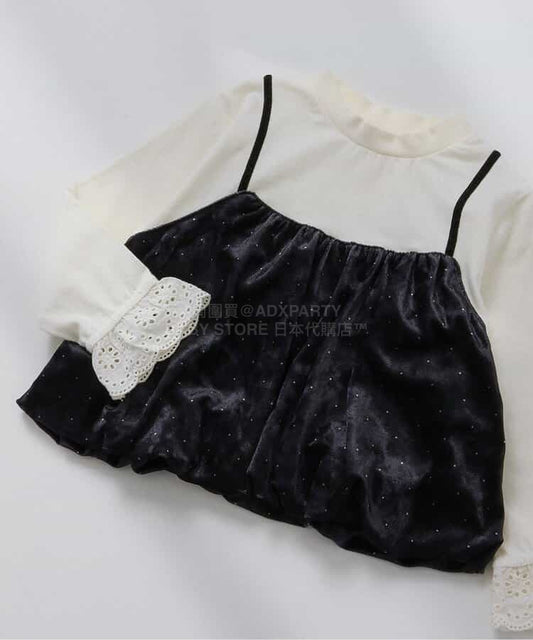 日本童裝 BREEZE 天鵝絨假兩件上衣 80-140cm 女童款 冬季 TOPS