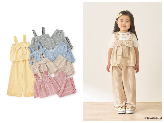 日本童裝 Ly# mine 蝴蝶結吊帶長褲兩件套裝 100-150cm 女童款 夏季 TOPS PANTS