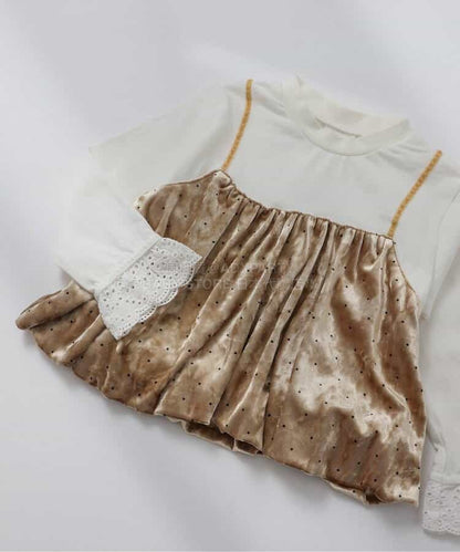 日本童裝 BREEZE 天鵝絨假兩件上衣 80-140cm 女童款 冬季 TOPS