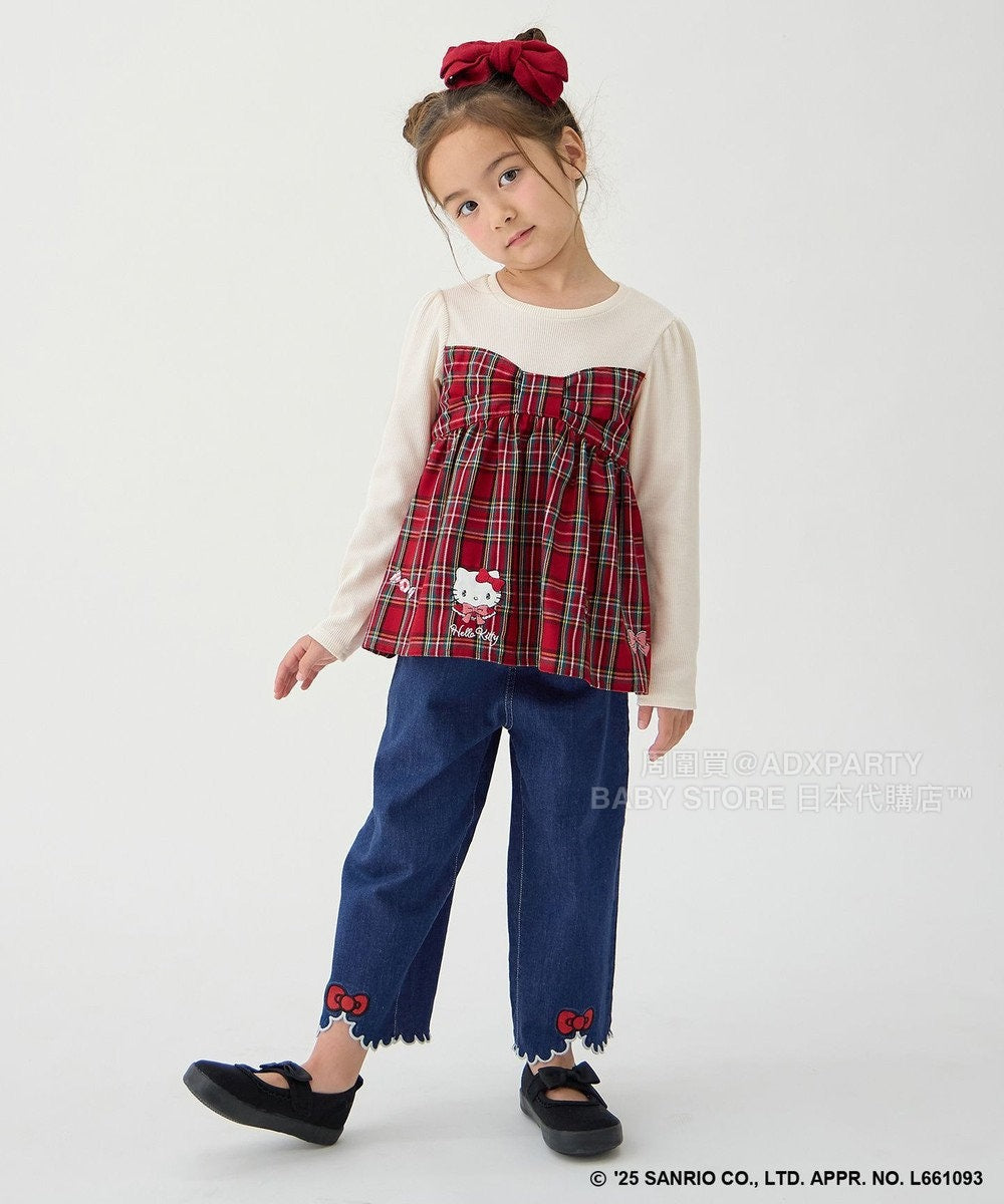 日本童裝 aF#a325 x sanrio Hello Kitty 木耳邊牛仔褲 110-150cm 女童款 秋季 PANTS