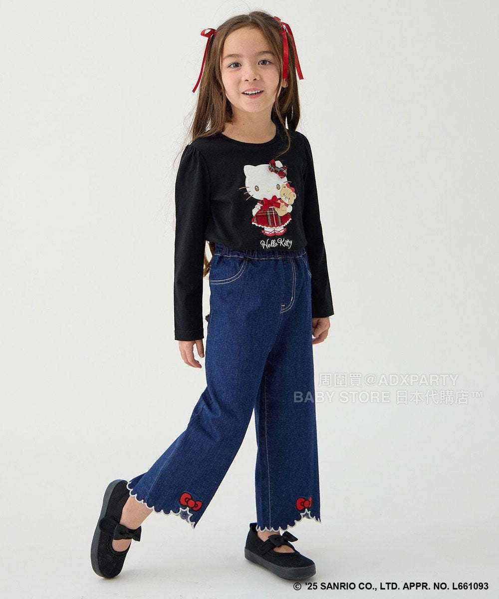 日本童裝 aF#a325 x sanrio Hello Kitty 木耳邊牛仔褲 110-150cm 女童款 秋季 PANTS