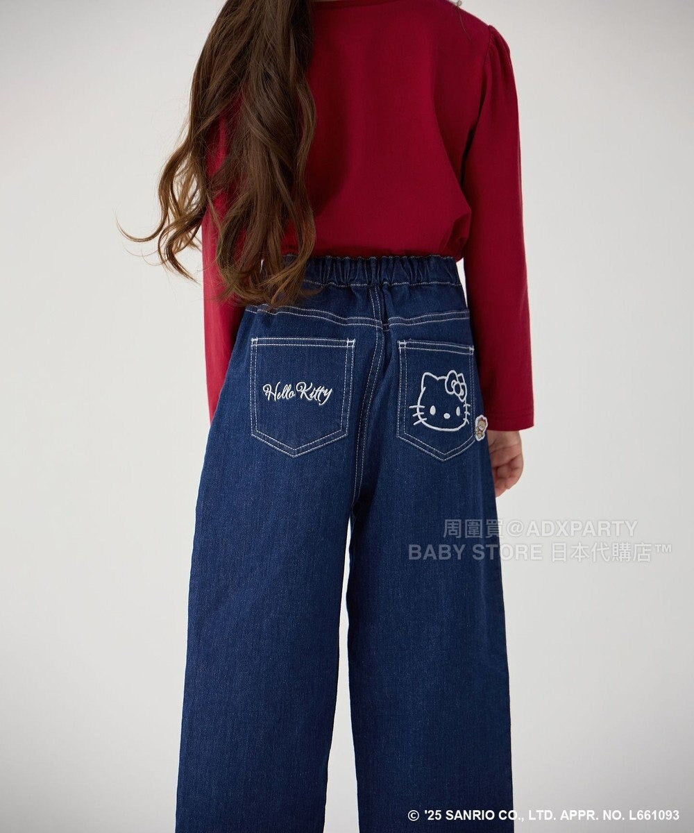 日本童裝 aF#a325 x sanrio Hello Kitty 木耳邊牛仔褲 110-150cm 女童款 秋季 PANTS