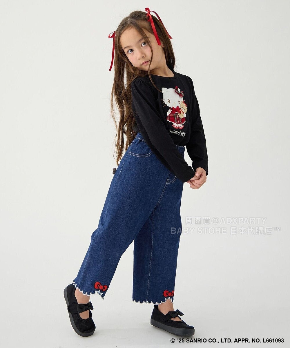 日本童裝 aF#a325 x sanrio Hello Kitty 印花長袖上衣 110-150cm 女童款 秋季 TOPS 聖誕紅/新年紅