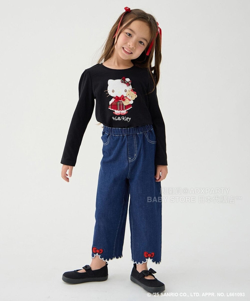 日本童裝 aF#a325 x sanrio Hello Kitty 木耳邊牛仔褲 110-150cm 女童款 秋季 PANTS