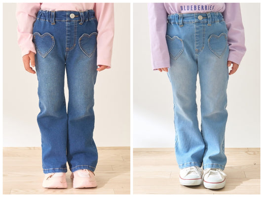 日本童裝 Ly# mine 彈力心形口袋喇叭牛仔褲 100-150cm 女童款 夏季 PANTS