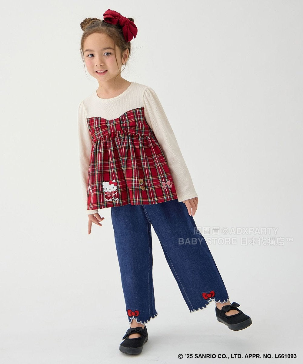 日本童裝 aF#a325 x sanrio Hello Kitty 木耳邊牛仔褲 110-150cm 女童款 秋季 PANTS