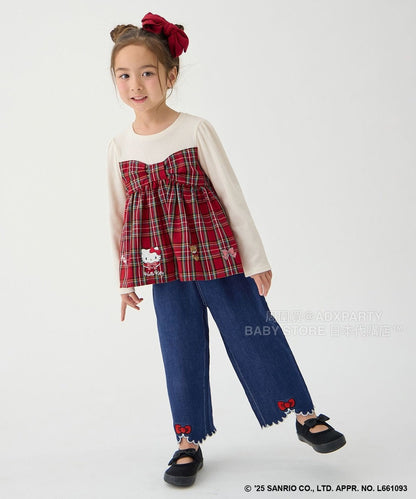 日本童裝 aF#a325 x sanrio Hello Kitty 木耳邊牛仔褲 110-150cm 女童款 秋季 PANTS